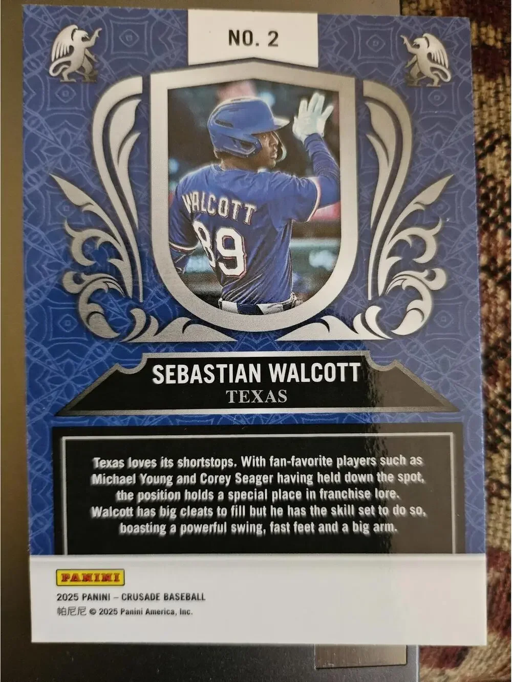 2025 Panini Crusade - Sebastion Walcott #2 - Rangers